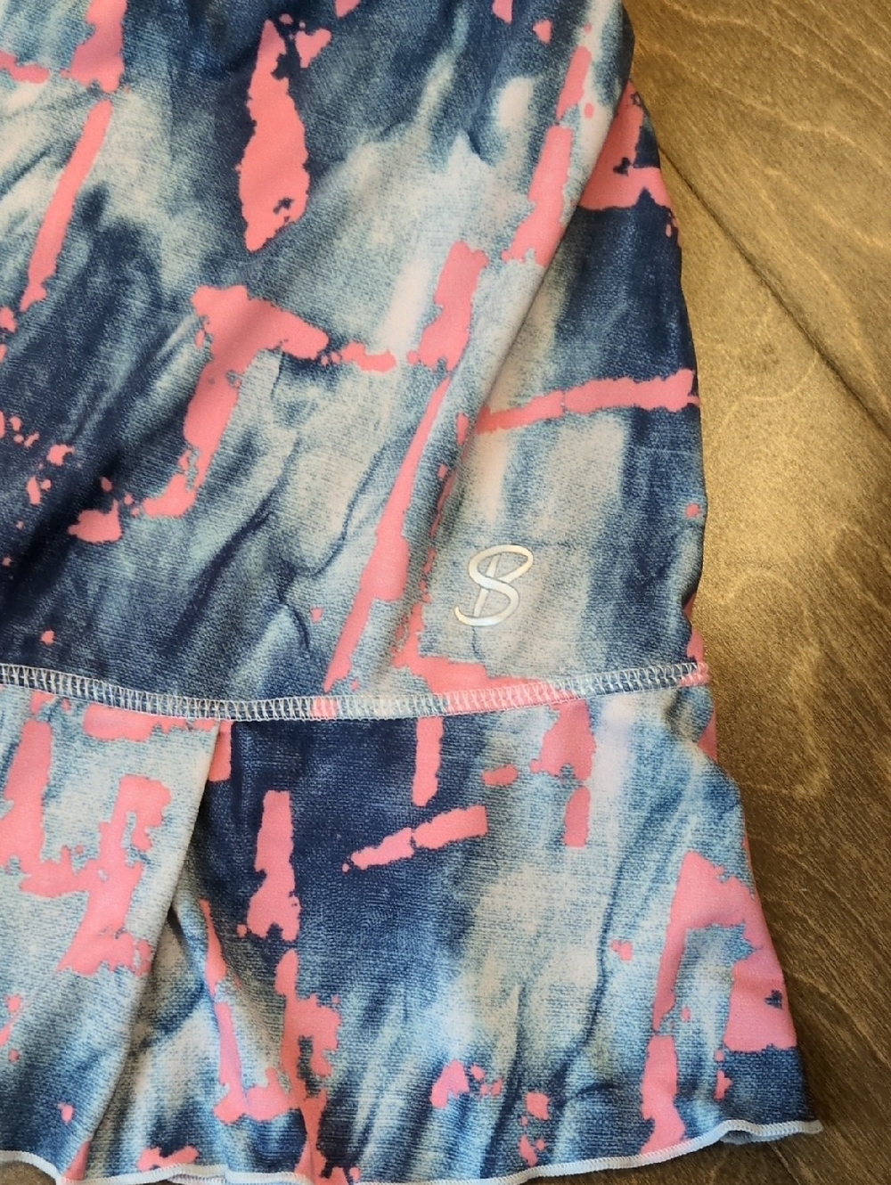 Sofibella Tennis Skirt Blue Tie-Dye Ruffle Skirt with Pink Accent, Size Small - Picture 2 of 10